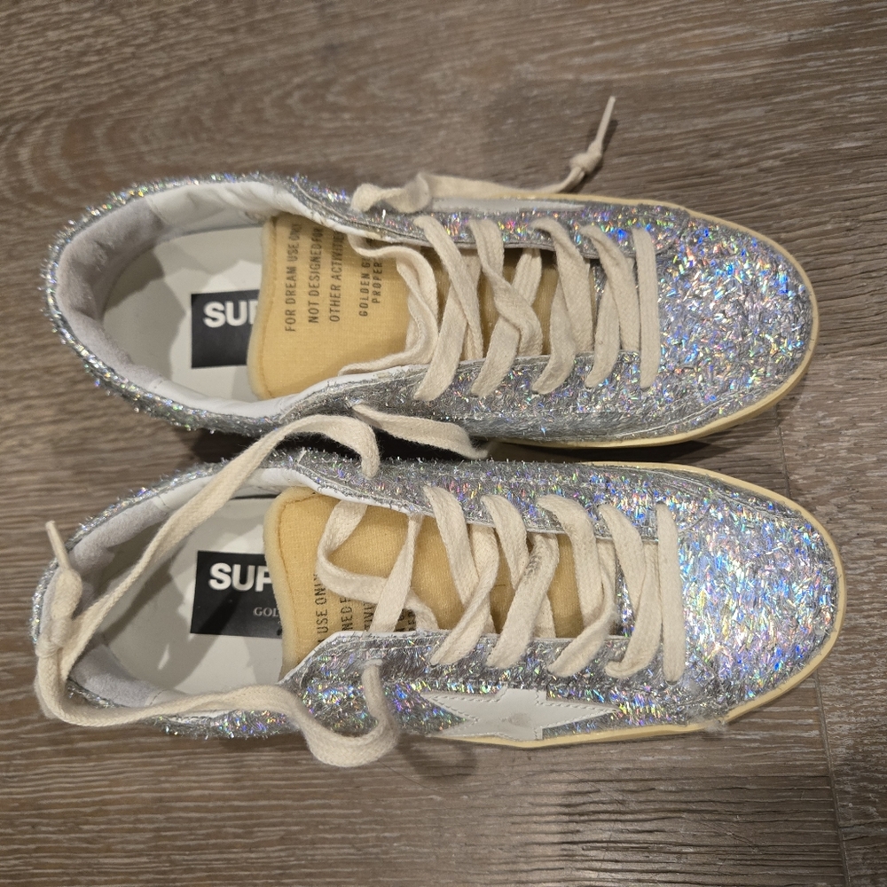 Golden Goose Silver Glitter Women's Sneakers - Picture 2 of 3